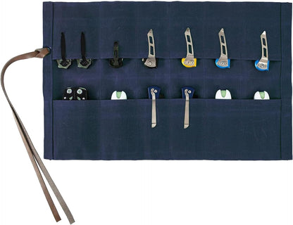 Knife Display Bag with 12 Slots Pocket Knives, Pocket knife Roll storage Organizer for Folding Knives Collection (Blue)