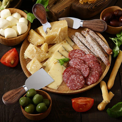 Exquisite 6-Piece Cheese Knives Set, Stainless Steel Cheese Knife Set Collection (Acacia Wood Handle)