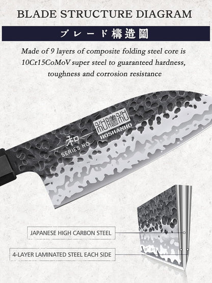 Chef's Santoku Knife 7 Inch, Professional Japanese High Carbon Steel Chef Knife, Ultra Sharp Kitchen Knife with Octagonal Rosewood Handle