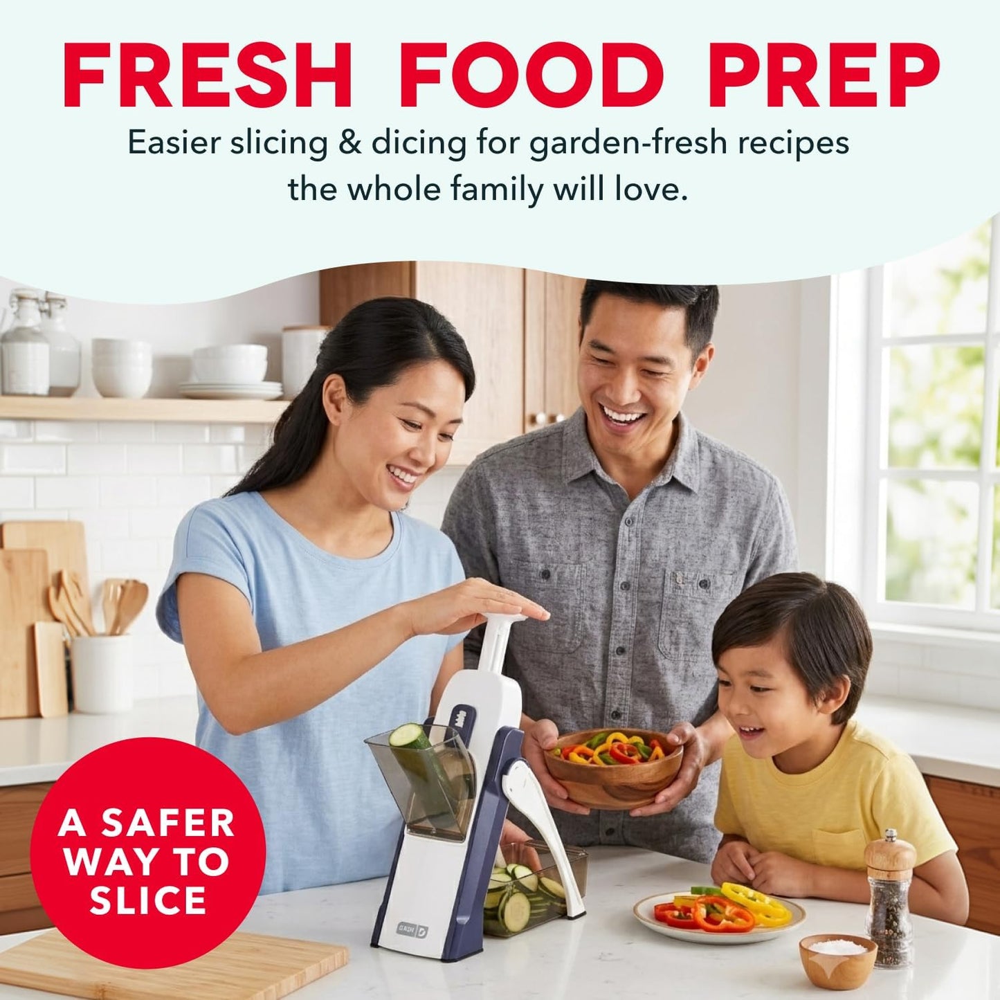Safe Slice Mandoline for Vegetables, Meal Prep & More with 30+ Presets & Thickness Adjuster, Midnight Navy