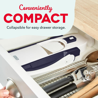Safe Slice Mandoline for Vegetables, Meal Prep & More with 30+ Presets & Thickness Adjuster, Midnight Navy
