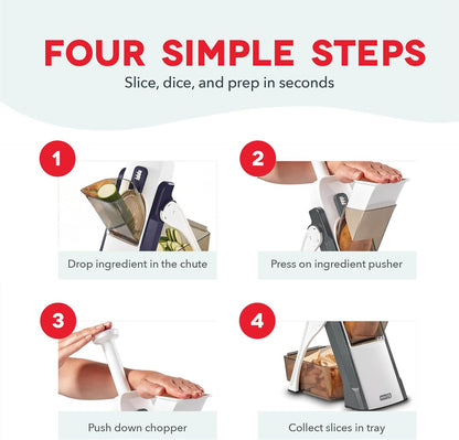 Safe Slice Mandoline for Vegetables, Meal Prep & More with 30+ Presets & Thickness Adjuster, Midnight Navy