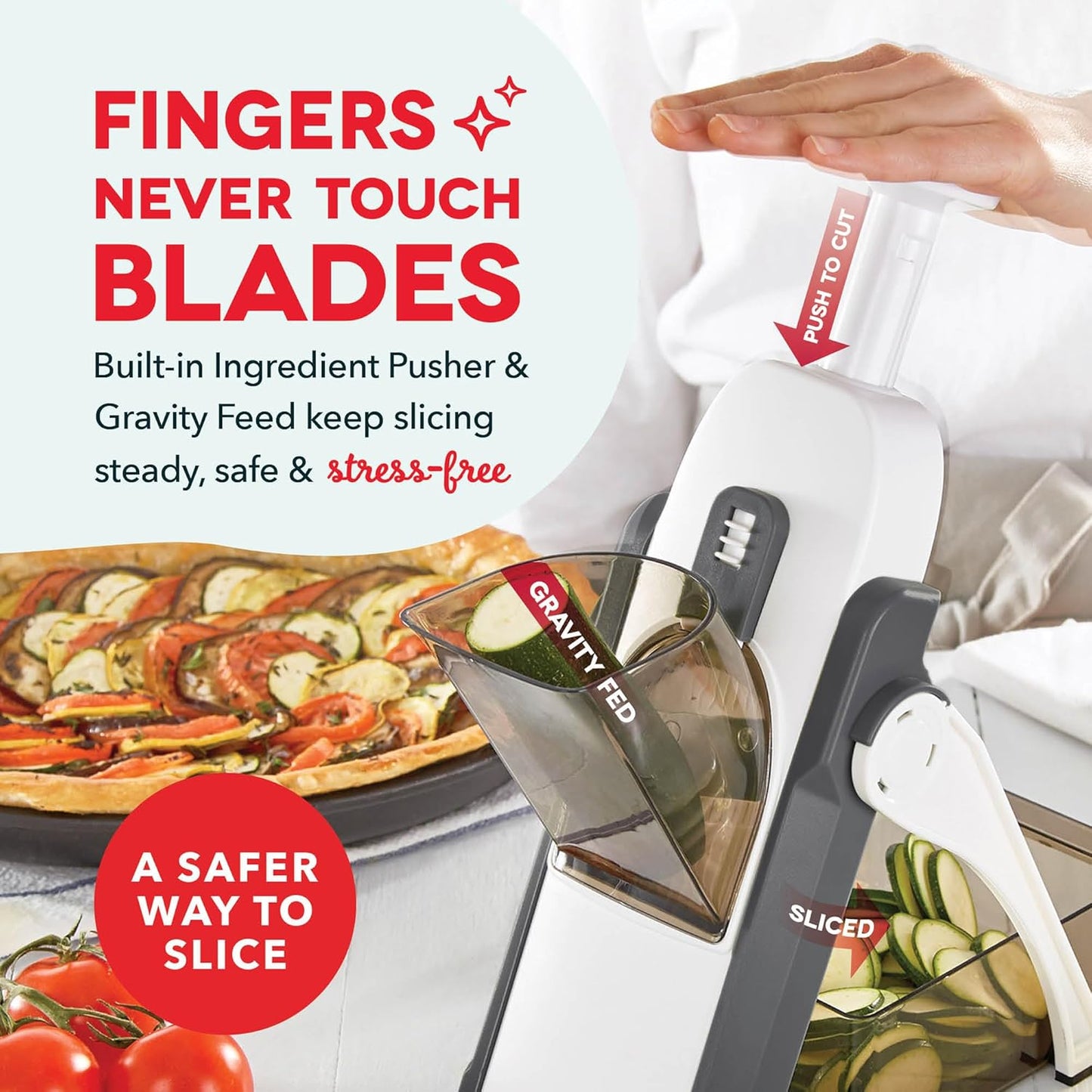 Safe Slice Mandoline for Vegetables, Meal Prep & More with 30+ Presets & Thickness Adjuster, Midnight Navy