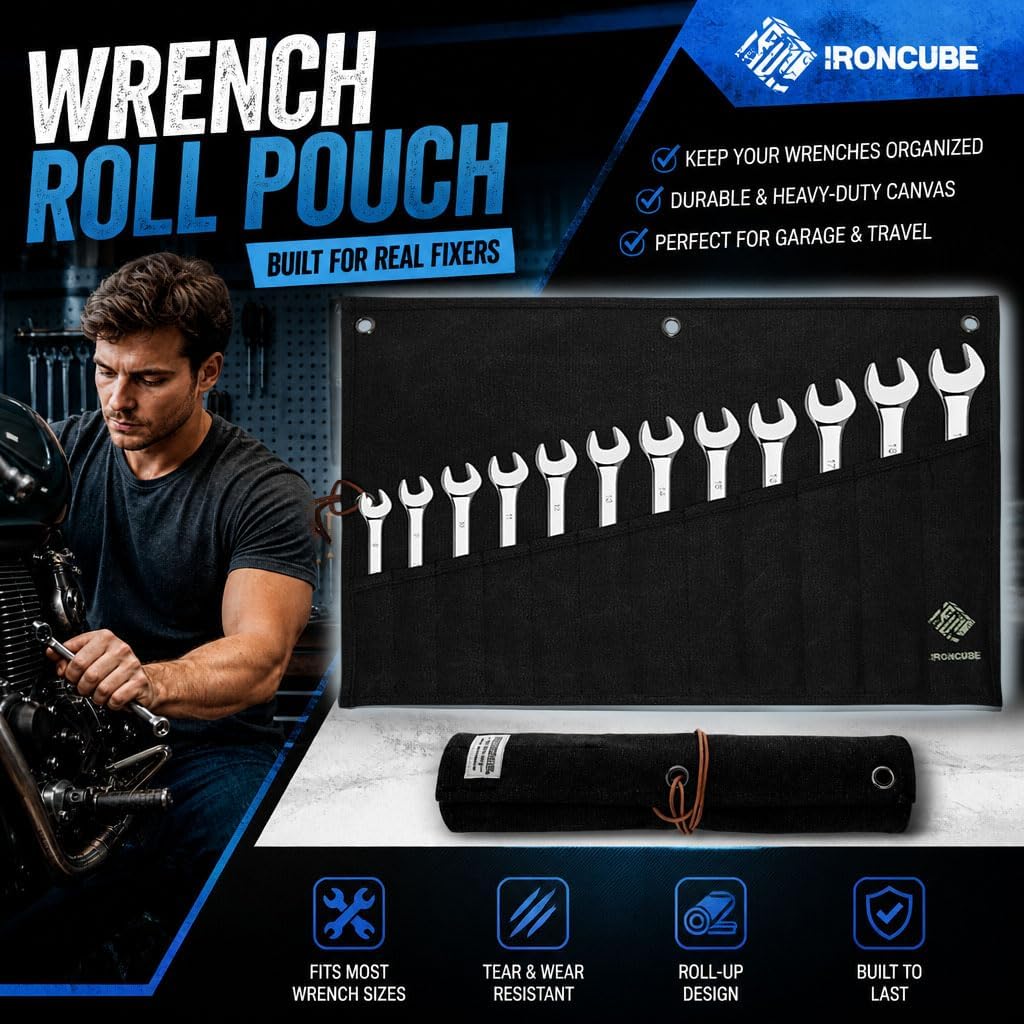 Tool Pouch, Roll-Up Storage Bag for Hand Tools & Wrenches