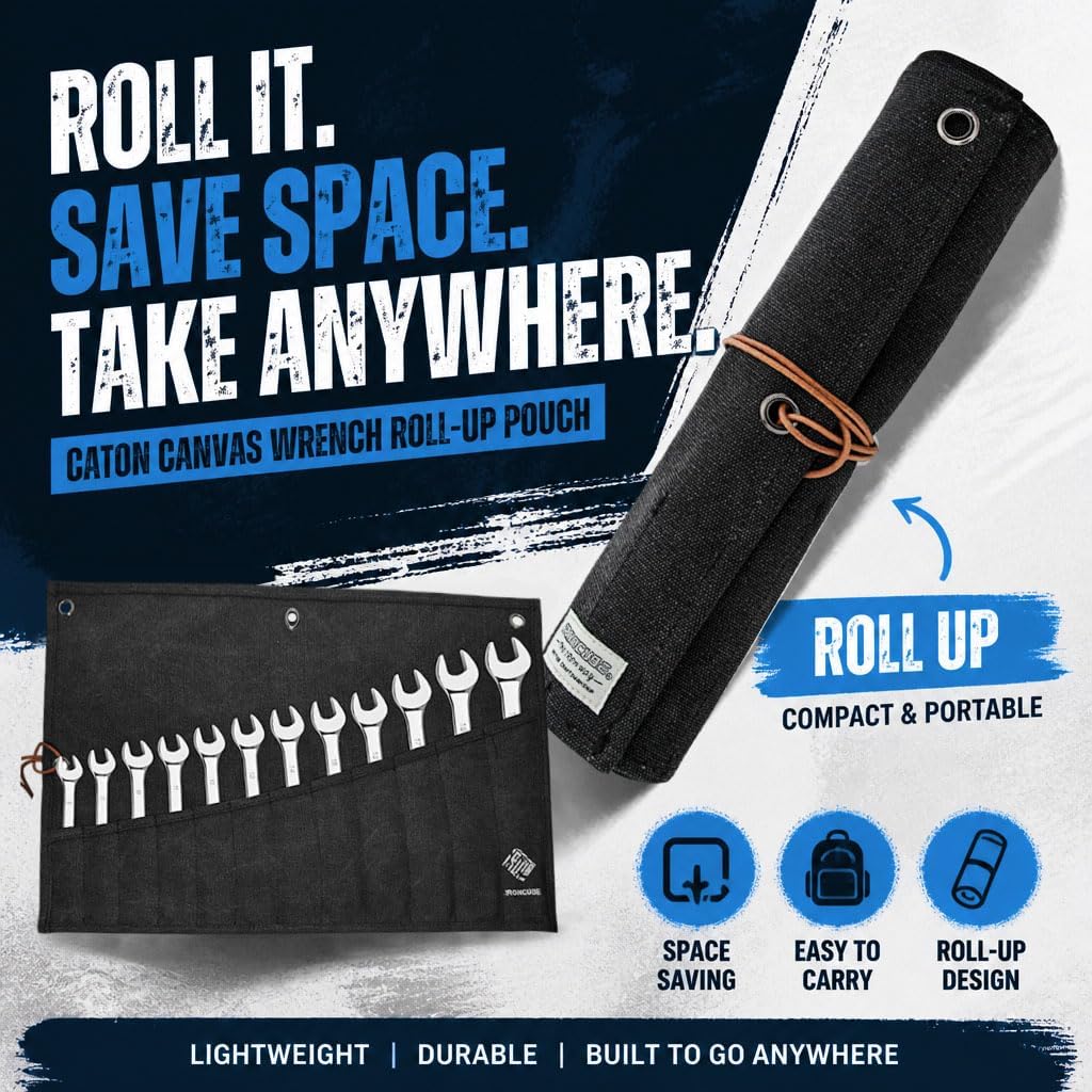 Tool Pouch, Roll-Up Storage Bag for Hand Tools & Wrenches