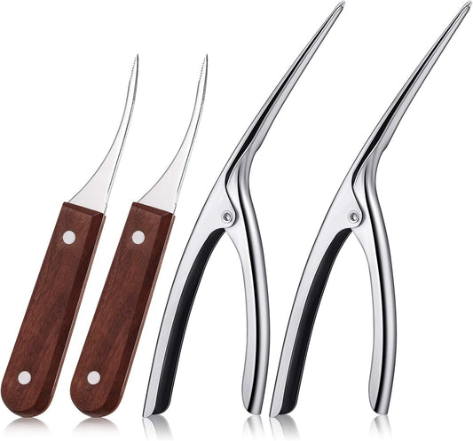 4pcs Shrimp Deveiner Tool Set, Stainless Steel Shrimp Peeler Portable Cleaner Knife Prawn Shell Peeler for Easy Deveining Cleaning Tool