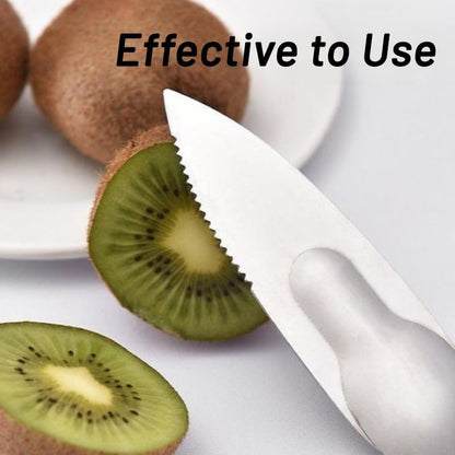 2 Pack Kiwi Spoon Knife - 2-in-1 Stainless Steel Fruit Cutter - Mango Kiwi Slicer Peeler Scoop Fast Peel Fruit Or Soft Vegetable With Ease (Silver)
