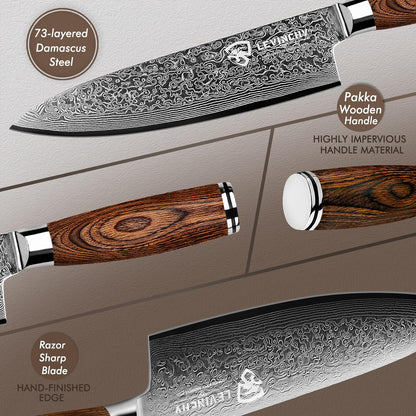 8-Inch Damascus Cleaver Knife with Pakkawood Handle Balanced