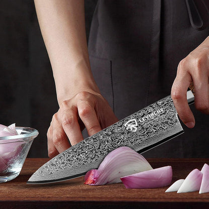 8-Inch Damascus Cleaver Knife with Pakkawood Handle Balanced