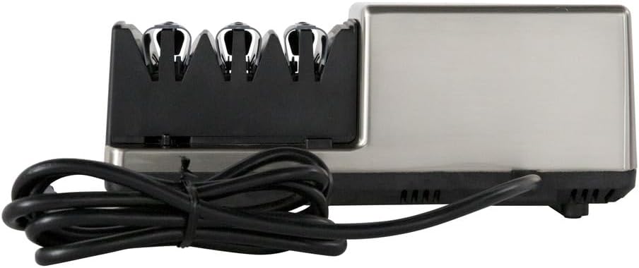 Professional Commercial Electric Knife Sharpener Edge Select With 20-Degree Sharpening Module 100-Percent Diamond Abrasives And Precision Angle Guides NSF Approved, 3-Stage, Silver