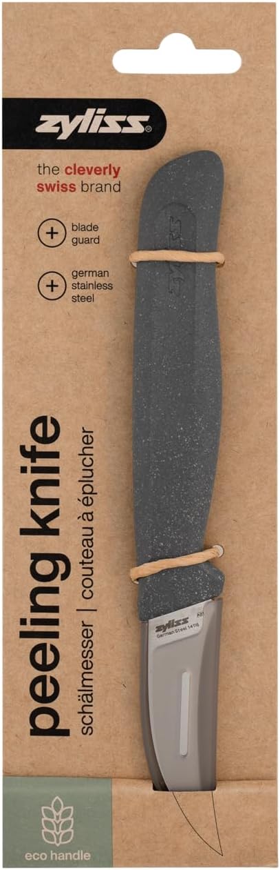 Peeling Knife – German Stainless Steel Curved Blade with Sustainable Wheat Straw Non-Slip Handle – Fruit & Vegetable Kitchen Knife – Dishwasher Safe with Blade Guard – 2.3 inches