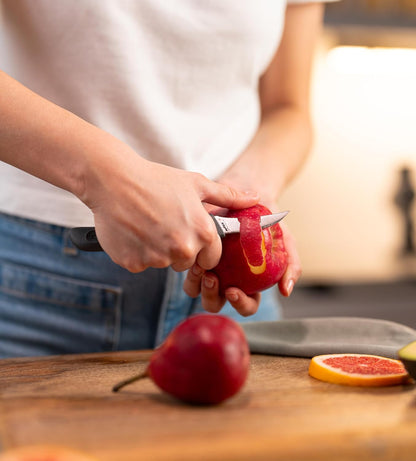 Peeling Knife – German Stainless Steel Curved Blade with Sustainable Wheat Straw Non-Slip Handle – Fruit & Vegetable Kitchen Knife – Dishwasher Safe with Blade Guard – 2.3 inches