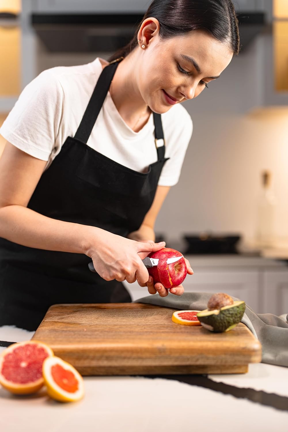 Peeling Knife – German Stainless Steel Curved Blade with Sustainable Wheat Straw Non-Slip Handle – Fruit & Vegetable Kitchen Knife – Dishwasher Safe with Blade Guard – 2.3 inches