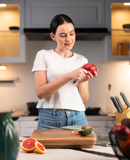 Peeling Knife – German Stainless Steel Curved Blade with Sustainable Wheat Straw Non-Slip Handle – Fruit & Vegetable Kitchen Knife – Dishwasher Safe with Blade Guard – 2.3 inches