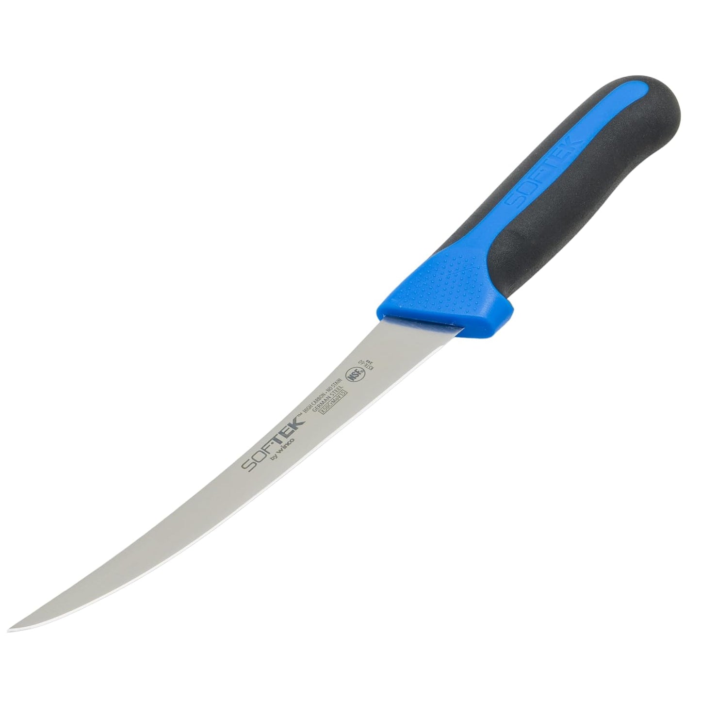 Sof-Tek, 6" Boning Knife, Curved, Soft Grip Handle,Silver/Black/Blue