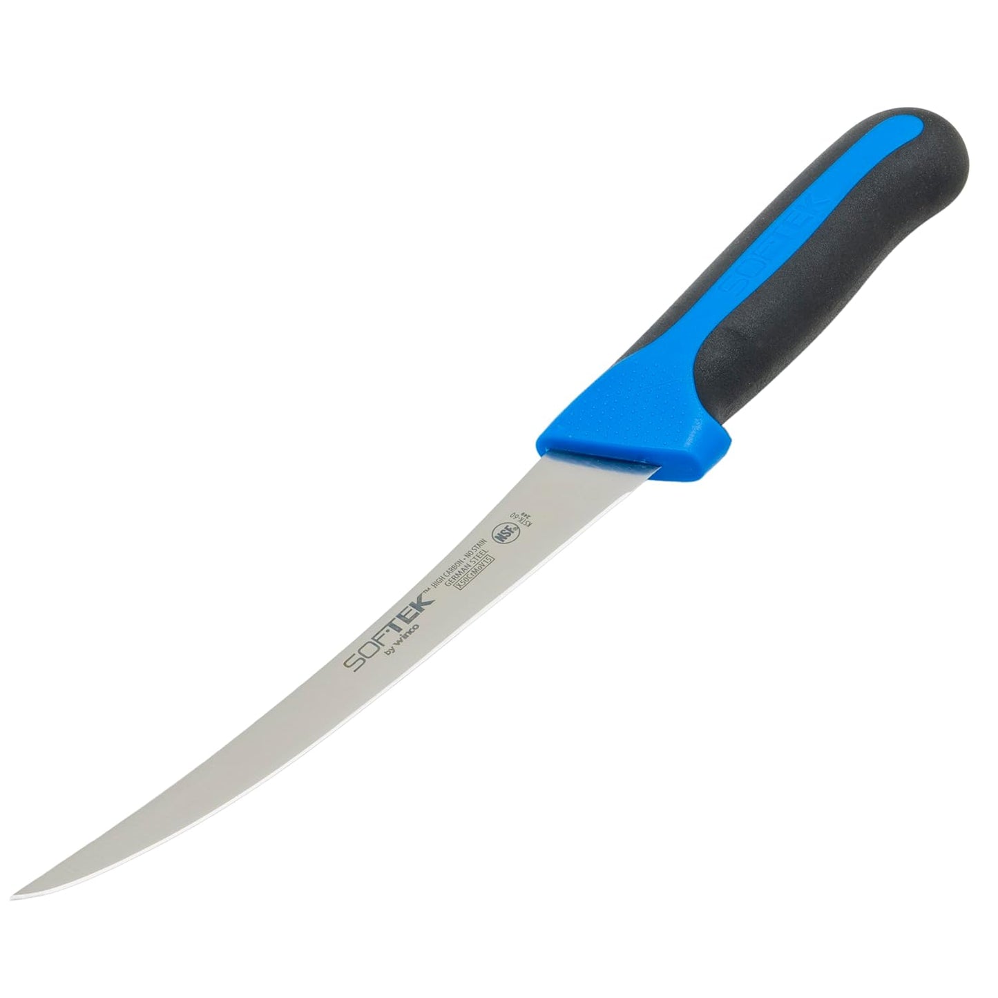 Sof-Tek, 6" Boning Knife, Curved, Soft Grip Handle,Silver/Black/Blue