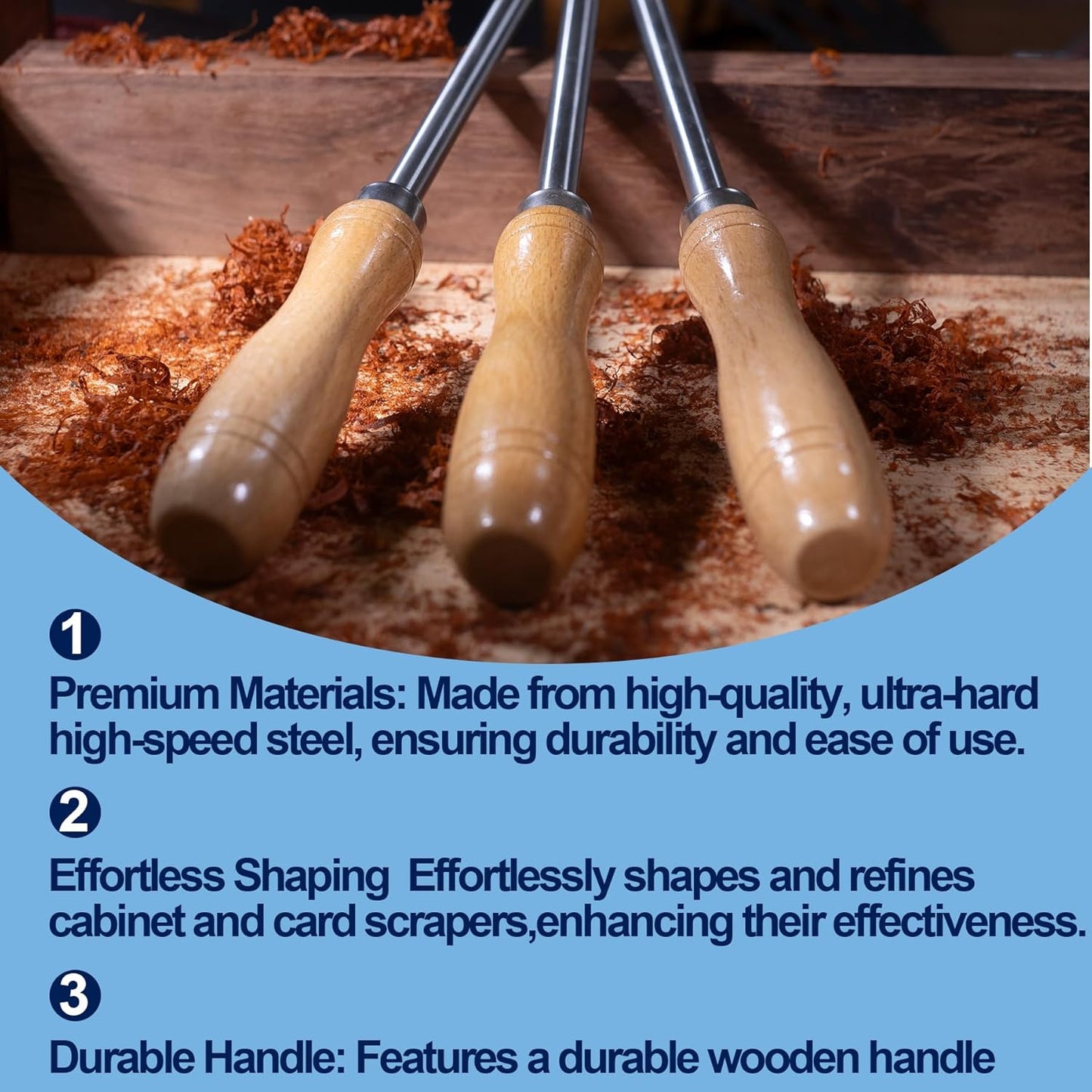 Cabinet Scraper Burnisher Tool, With High-Quality Wooden Handle and Super Hard High Speed Steel Rod, Scraper Burnisher for Creating Sharp Burrs and Honing Card Scrapers