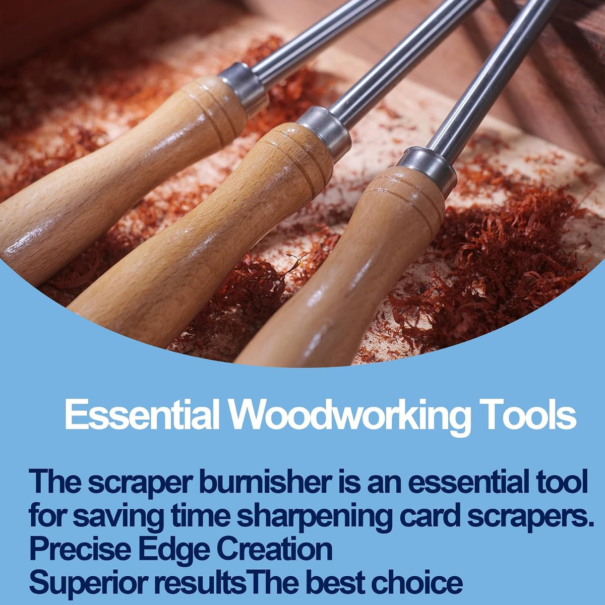 Cabinet Scraper Burnisher Tool, With High-Quality Wooden Handle and Super Hard High Speed Steel Rod, Scraper Burnisher for Creating Sharp Burrs and Honing Card Scrapers