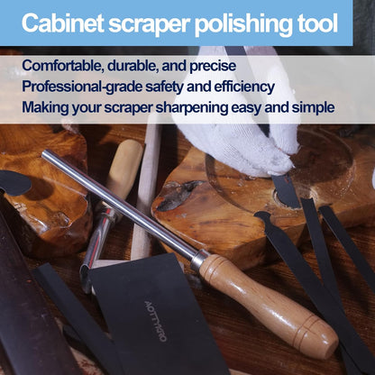Cabinet Scraper Burnisher Tool, With High-Quality Wooden Handle and Super Hard High Speed Steel Rod, Scraper Burnisher for Creating Sharp Burrs and Honing Card Scrapers