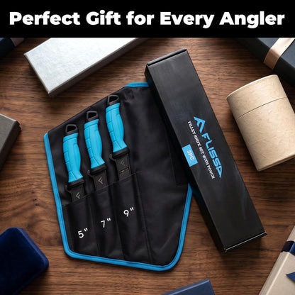 4-Piece Fillet Knife Set with Sharpener Protective Sheath, Belt Clip
