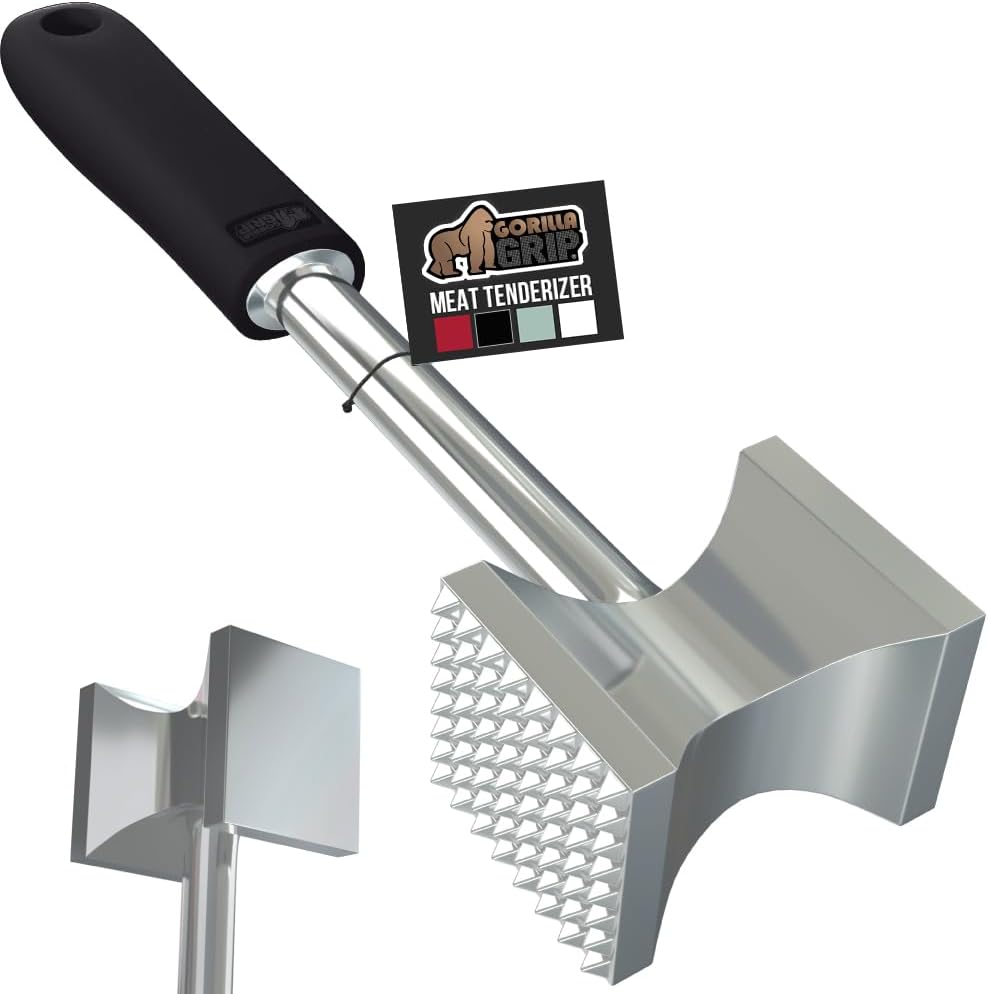 Patented Meat Tenderizer, Multipurpose Dual-Sided Kitchen Mallet for Steak, Shellfish, Nuts, Candy, Ice, Pork Cutlet Pounder, BPA-Free Soft Comfortable Handle, Dishwasher Safe, Black