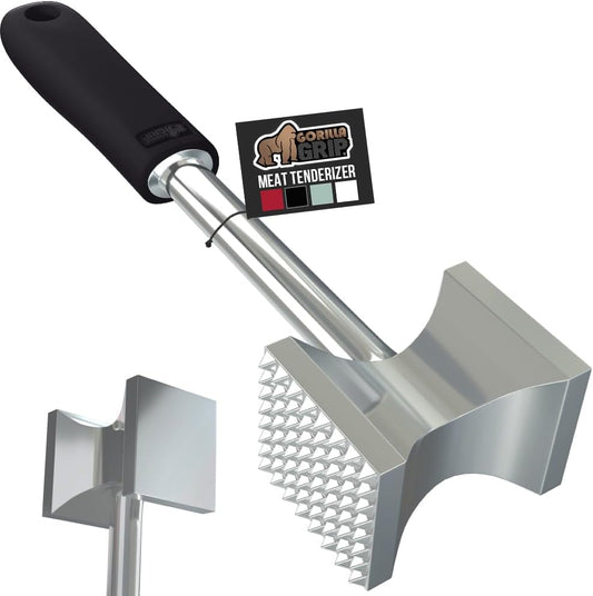 Patented Meat Tenderizer, Multipurpose Dual-Sided Kitchen Mallet for Steak, Shellfish, Nuts, Candy, Ice, Pork Cutlet Pounder, BPA-Free Soft Comfortable Handle, Dishwasher Safe, Black