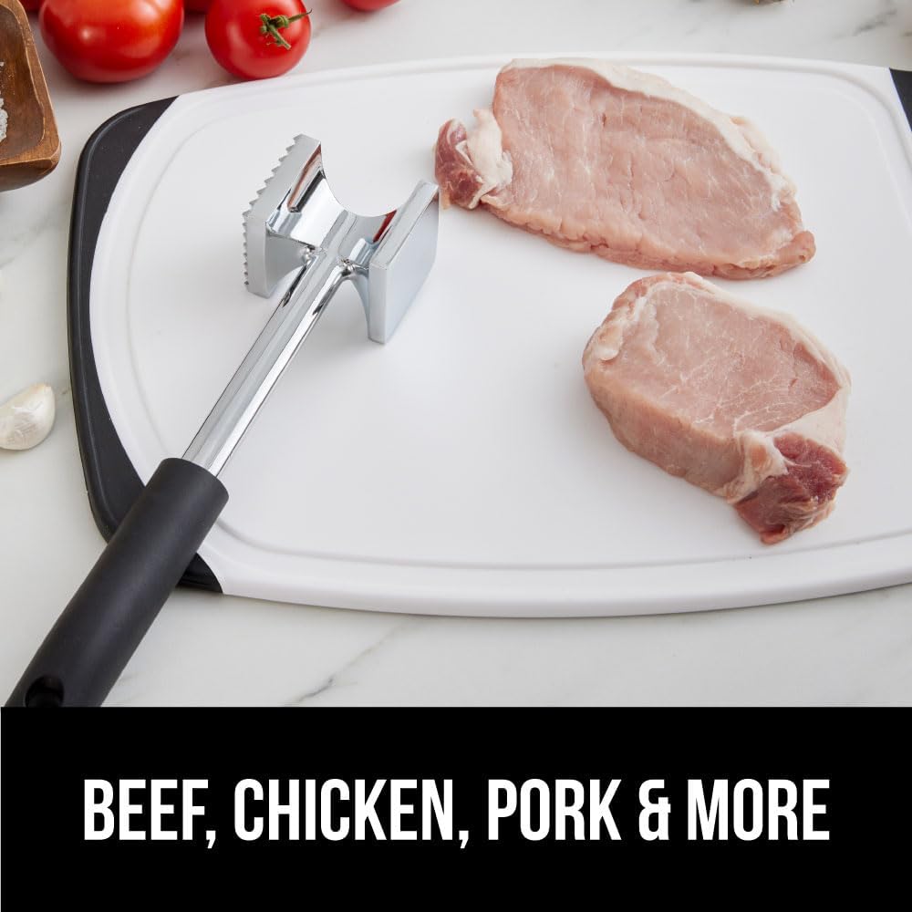 Patented Meat Tenderizer, Multipurpose Dual-Sided Kitchen Mallet for Steak, Shellfish, Nuts, Candy, Ice, Pork Cutlet Pounder, BPA-Free Soft Comfortable Handle, Dishwasher Safe, Black
