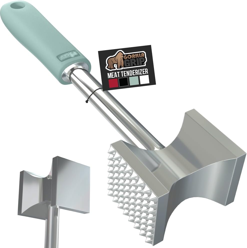 Patented Meat Tenderizer, Multipurpose Dual-Sided Kitchen Mallet for Steak, Shellfish, Nuts, Candy, Ice, Pork Cutlet Pounder, BPA-Free Soft Comfortable Handle, Dishwasher Safe, Black