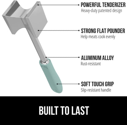 Patented Meat Tenderizer, Multipurpose Dual-Sided Kitchen Mallet for Steak, Shellfish, Nuts, Candy, Ice, Pork Cutlet Pounder, BPA-Free Soft Comfortable Handle, Dishwasher Safe, Black