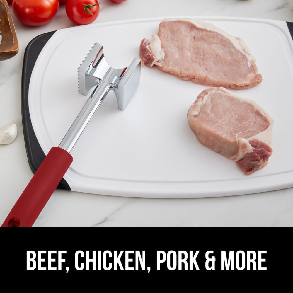 Patented Meat Tenderizer, Multipurpose Dual-Sided Kitchen Mallet for Steak, Shellfish, Nuts, Candy, Ice, Pork Cutlet Pounder, BPA-Free Soft Comfortable Handle, Dishwasher Safe, Black