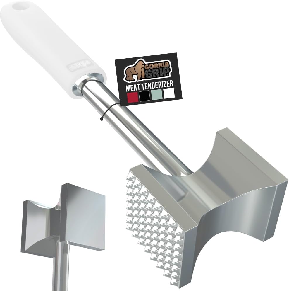 Patented Meat Tenderizer, Multipurpose Dual-Sided Kitchen Mallet for Steak, Shellfish, Nuts, Candy, Ice, Pork Cutlet Pounder, BPA-Free Soft Comfortable Handle, Dishwasher Safe, Black
