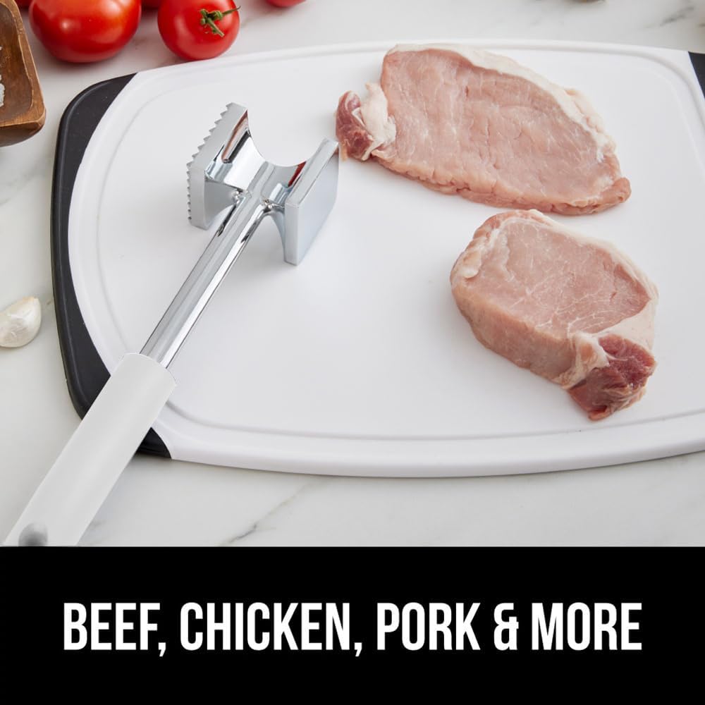 Patented Meat Tenderizer, Multipurpose Dual-Sided Kitchen Mallet for Steak, Shellfish, Nuts, Candy, Ice, Pork Cutlet Pounder, BPA-Free Soft Comfortable Handle, Dishwasher Safe, Black