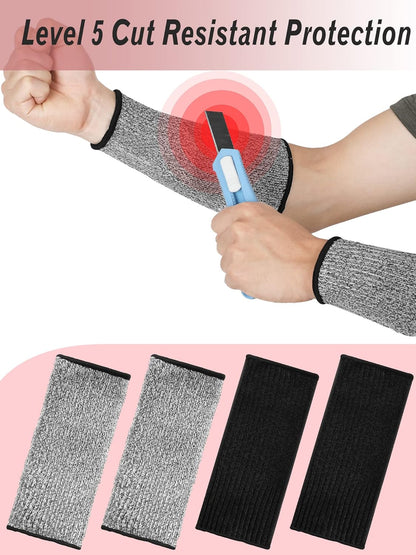 4 Pairs Arm Protectors for Thin Skin and Bruising Cut Resistant Arm Sleeves Forearm Level 5 Safety for Men Women(Grey, Blue, Pink, Yellow)