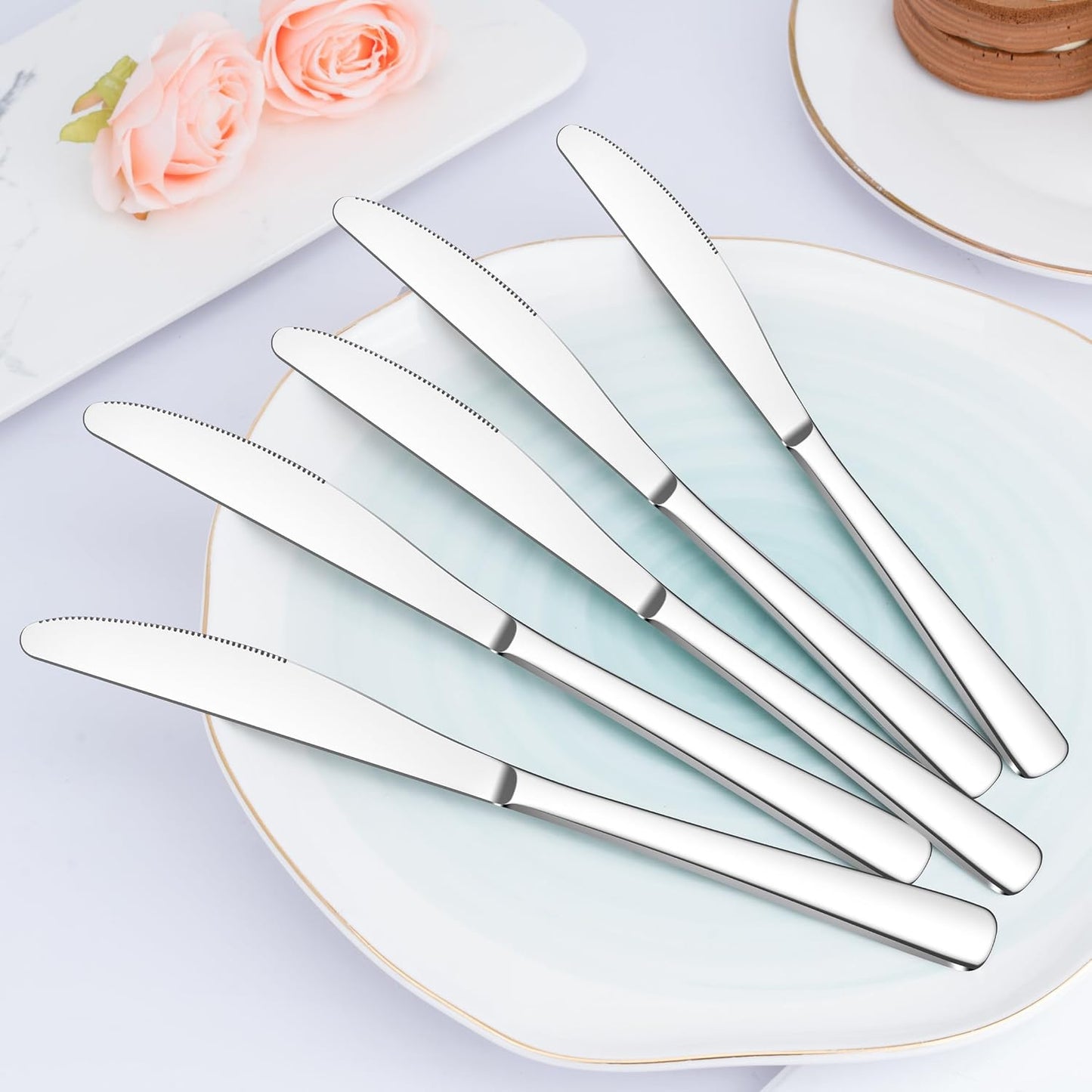 36-Piece Butter Knives, Dinner Knife Set (9 Inches), Food Grade Stainless Steel Table Knife, Knives Silverware for Home/Restaurant/Kitchen, Dishwasher Safe & Mirror Polished