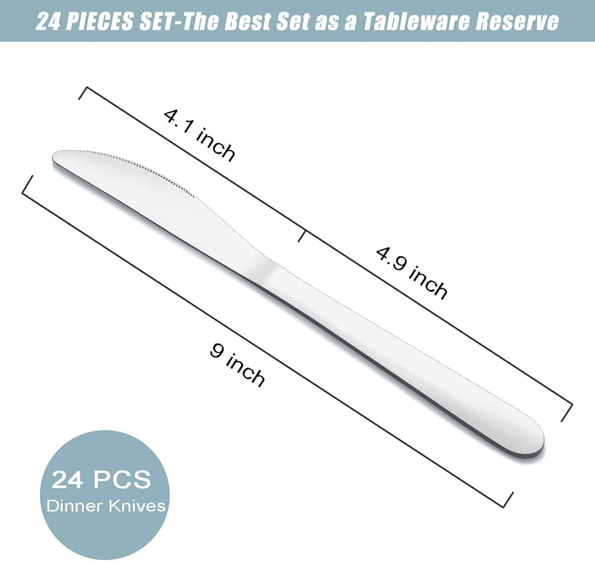 36-Piece Butter Knives, Dinner Knife Set (9 Inches), Food Grade Stainless Steel Table Knife, Knives Silverware for Home/Restaurant/Kitchen, Dishwasher Safe & Mirror Polished