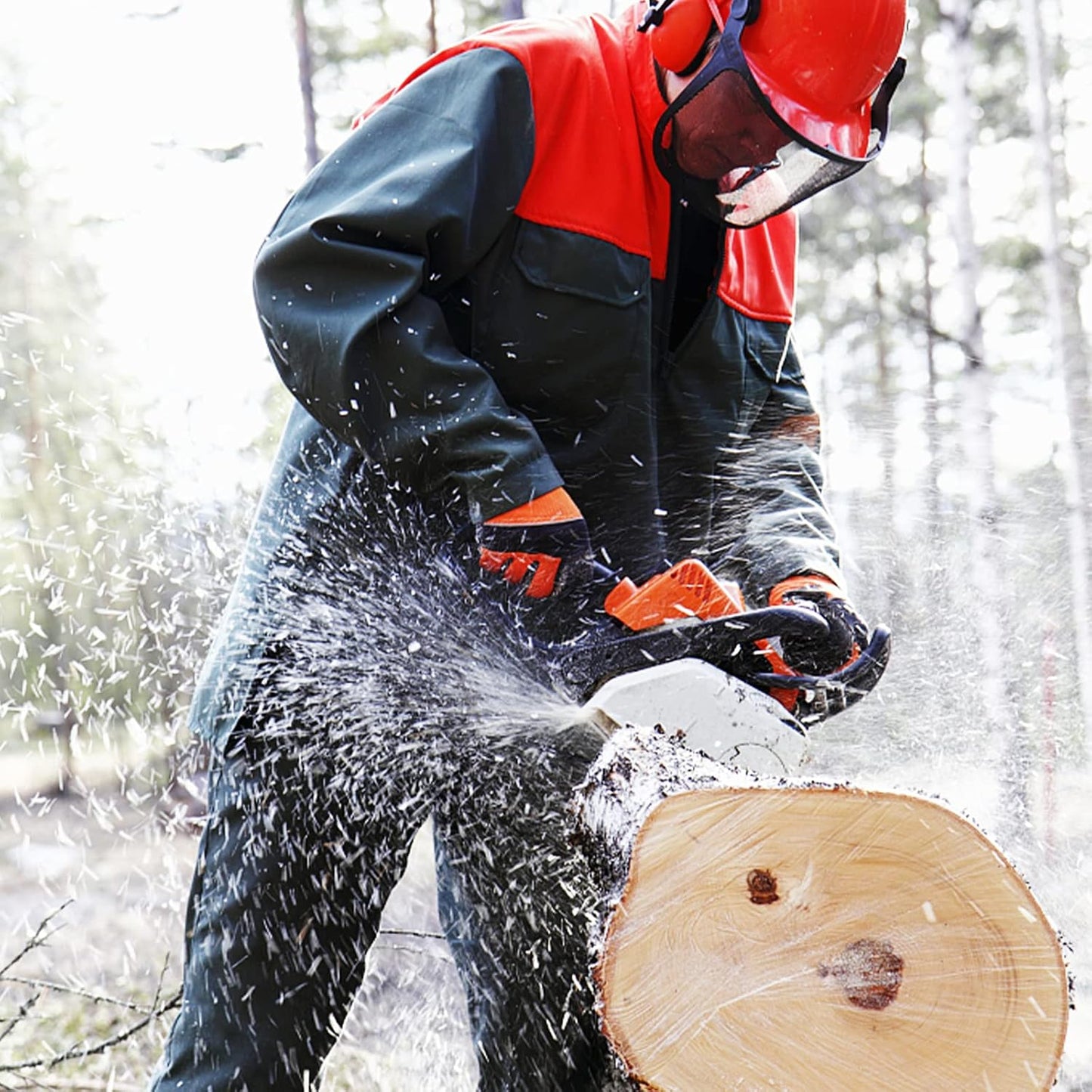 Chainsaw Gloves Saw Protection on Both Hands Back | Cut-Resistant Gloves EN ISO 11393-4, CLASS 1, EN 388: 4122X, CAT III, Module B & Module C2