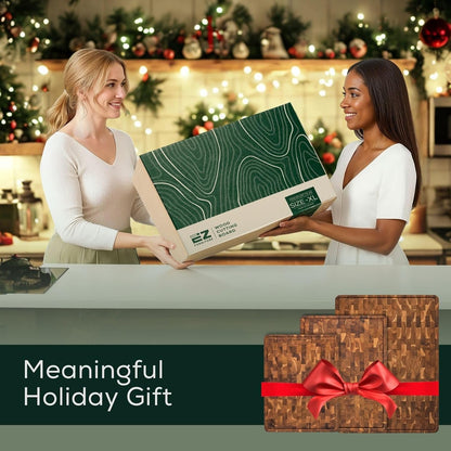Extra Large (XL) Teak End Grain Cutting Board, Reversible, Knife-Friendly Charcuterie Butcher Block with Juice Groove & Handles, Non-Toxic, Gift Box Included (24" x 18" x 1.5")