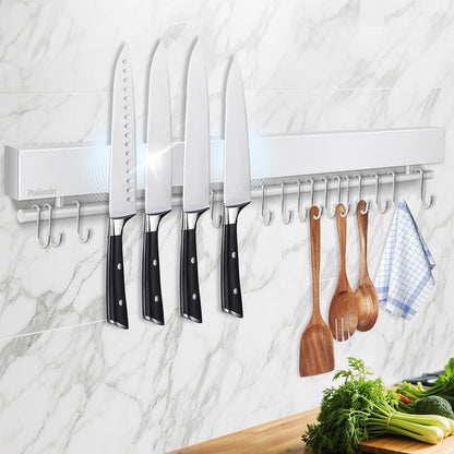 17" Magnetic Knife Holder for Wall, Stainless Steel Knife Magnetic Strip