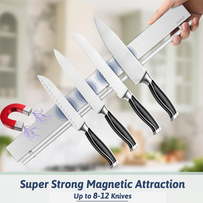 17" Magnetic Knife Holder for Wall, Stainless Steel Knife Magnetic Strip