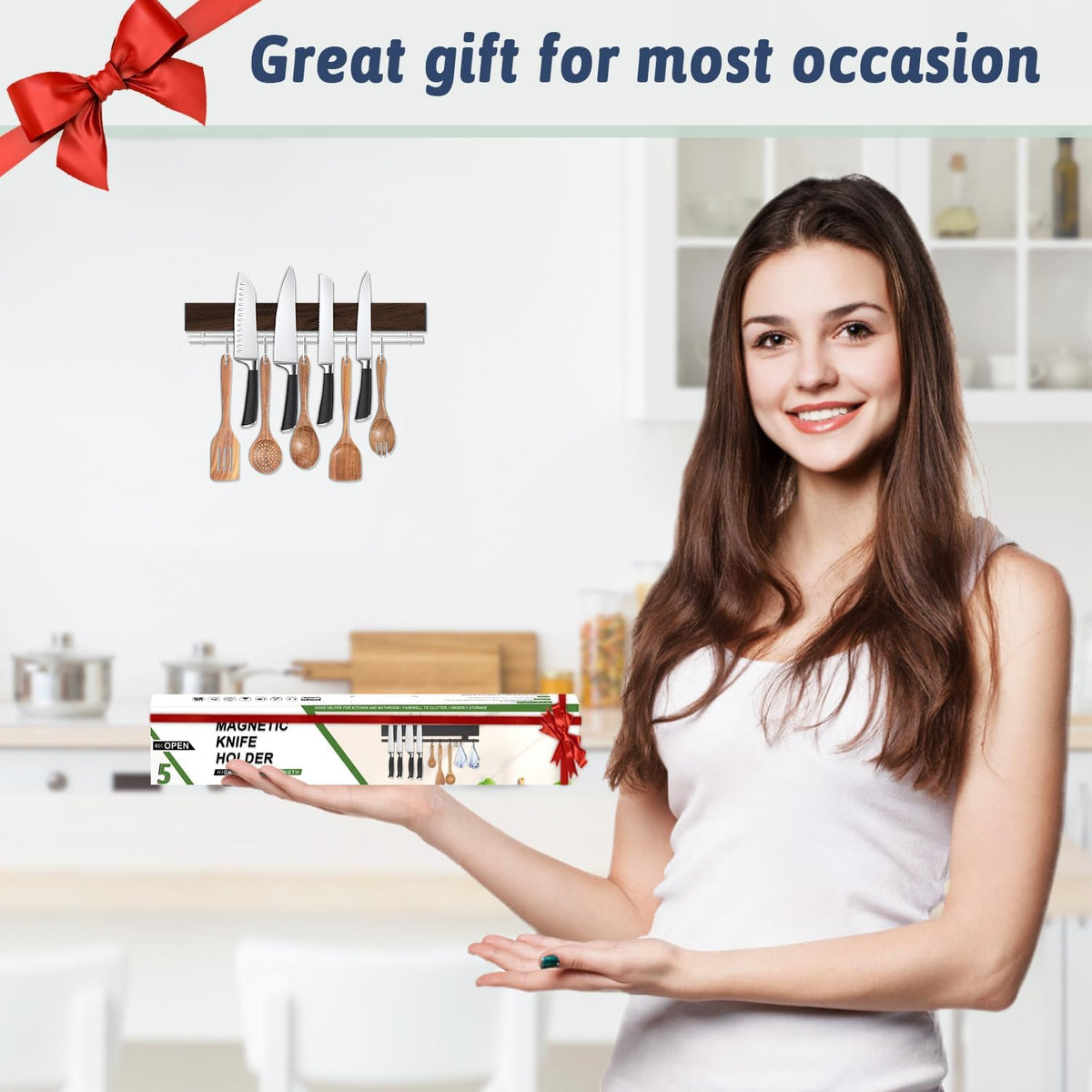 17" Magnetic Knife Holder for Wall, Stainless Steel Knife Magnetic Strip