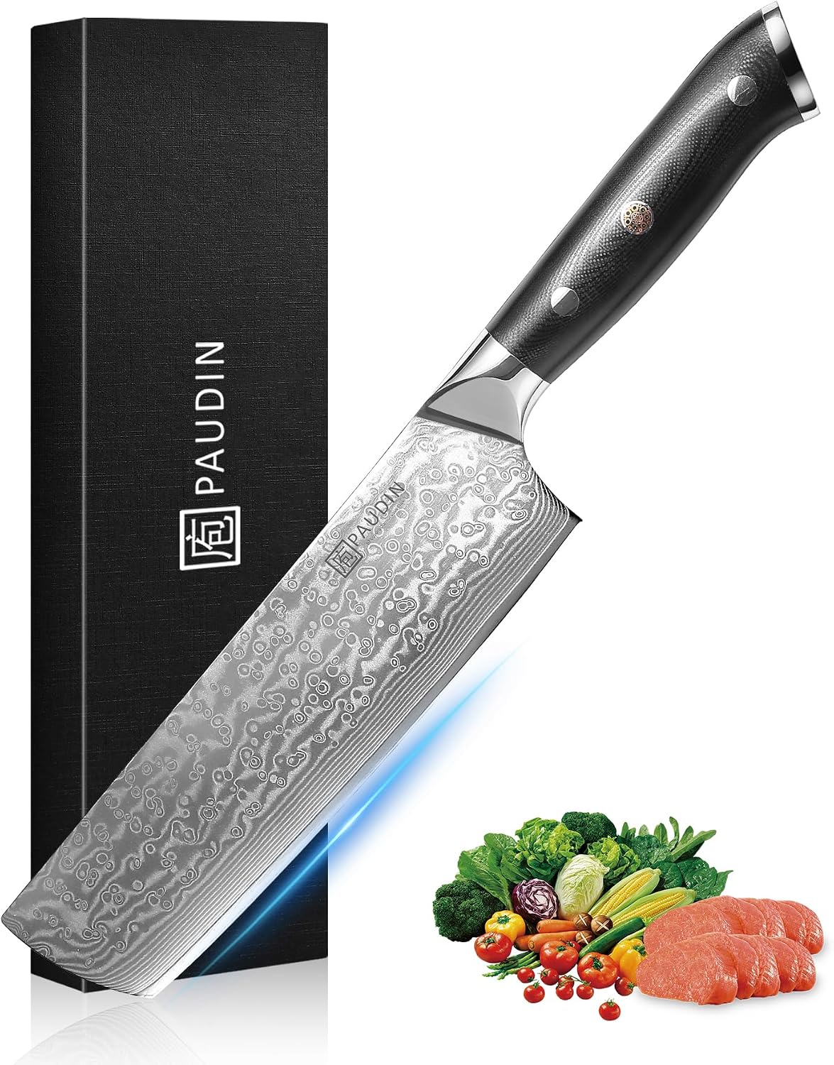 7 Inch Nakiri Knife, Ultra Sharp Damascus Kitchen Knife