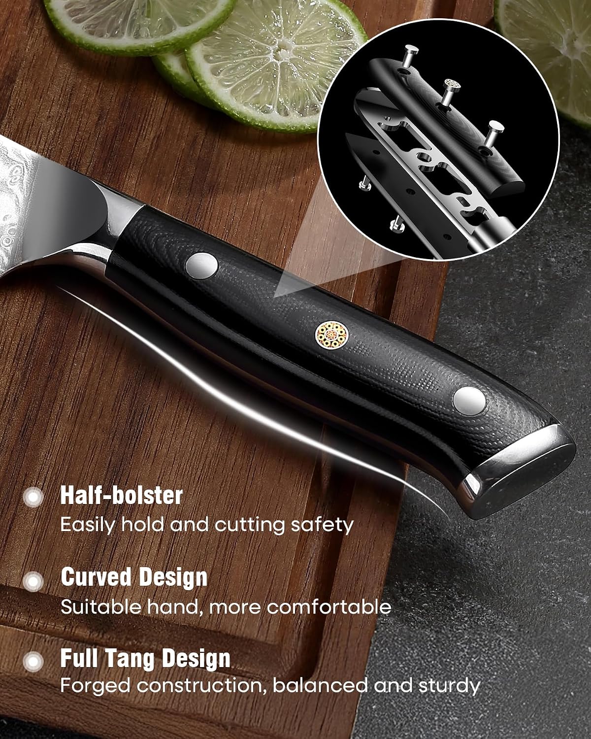 7 Inch Nakiri Knife, Ultra Sharp Damascus Kitchen Knife