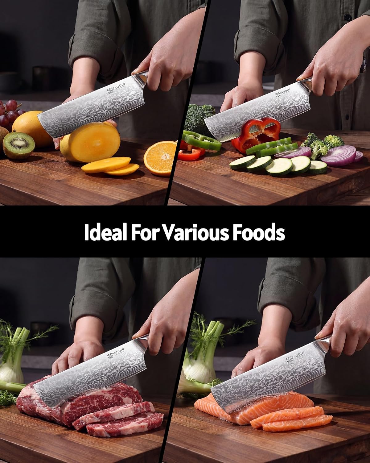 7 Inch Nakiri Knife, Ultra Sharp Damascus Kitchen Knife