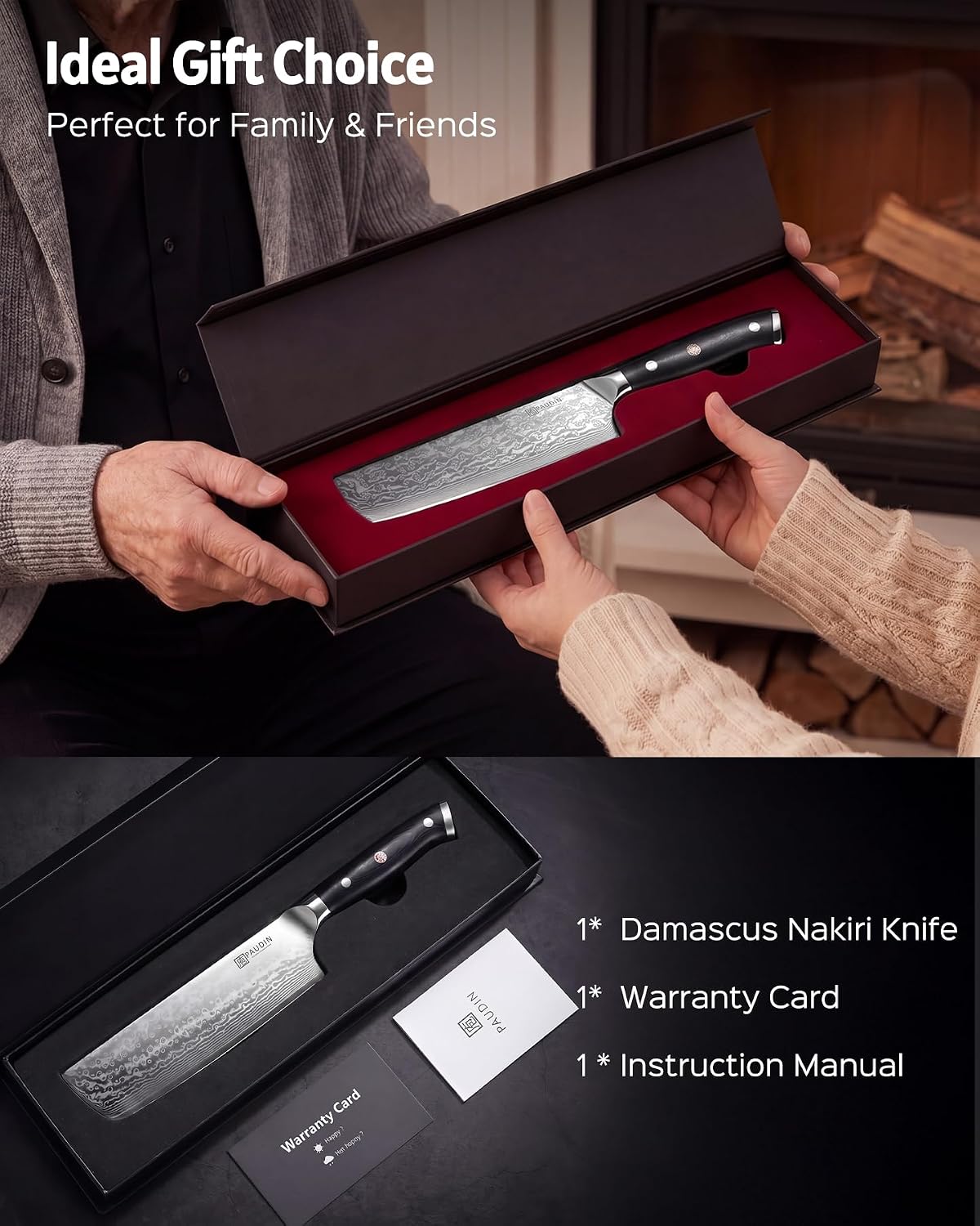 7 Inch Nakiri Knife, Ultra Sharp Damascus Kitchen Knife