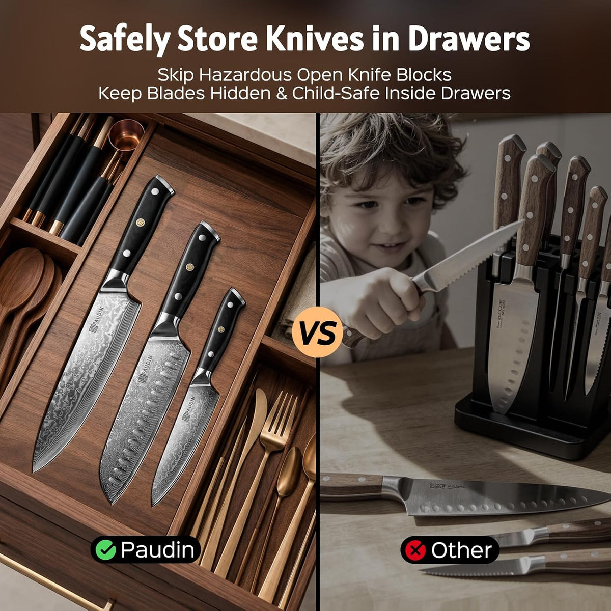 7 Inch Nakiri Knife, Ultra Sharp Damascus Kitchen Knife