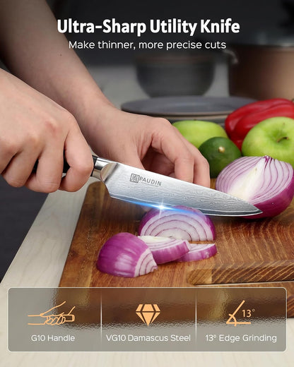 7 Inch Nakiri Knife, Ultra Sharp Damascus Kitchen Knife