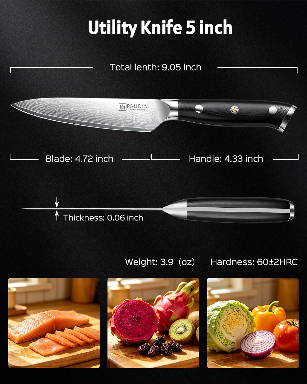 7 Inch Nakiri Knife, Ultra Sharp Damascus Kitchen Knife