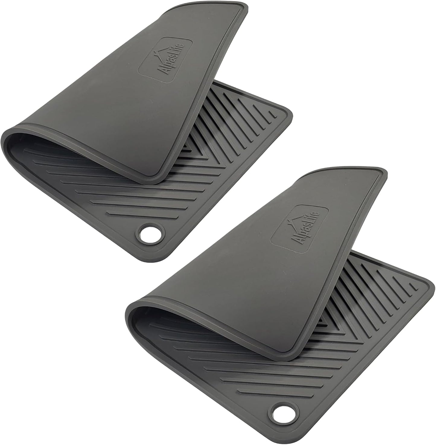 Set of 2 Silicone Kitchen Utility Mats - Double-Sided Dish Drying Mat, Non-Slip Cutting Board, Heat Resistant Trivet, Pet Bowl Mat, Flexible Food Grade Counter Protector, 16 x 9.74 in