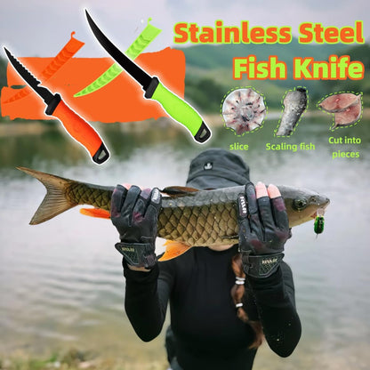 Fishing Knife Set, Fish Cleaning Kit, Filet Knife for Fish, Fish Scale Cleaning Brush, Multi-Functional Scissors, Gloves, Fishbone Tweezers, Storage Bag,Fishing Accessories,Fishing Tool Kit