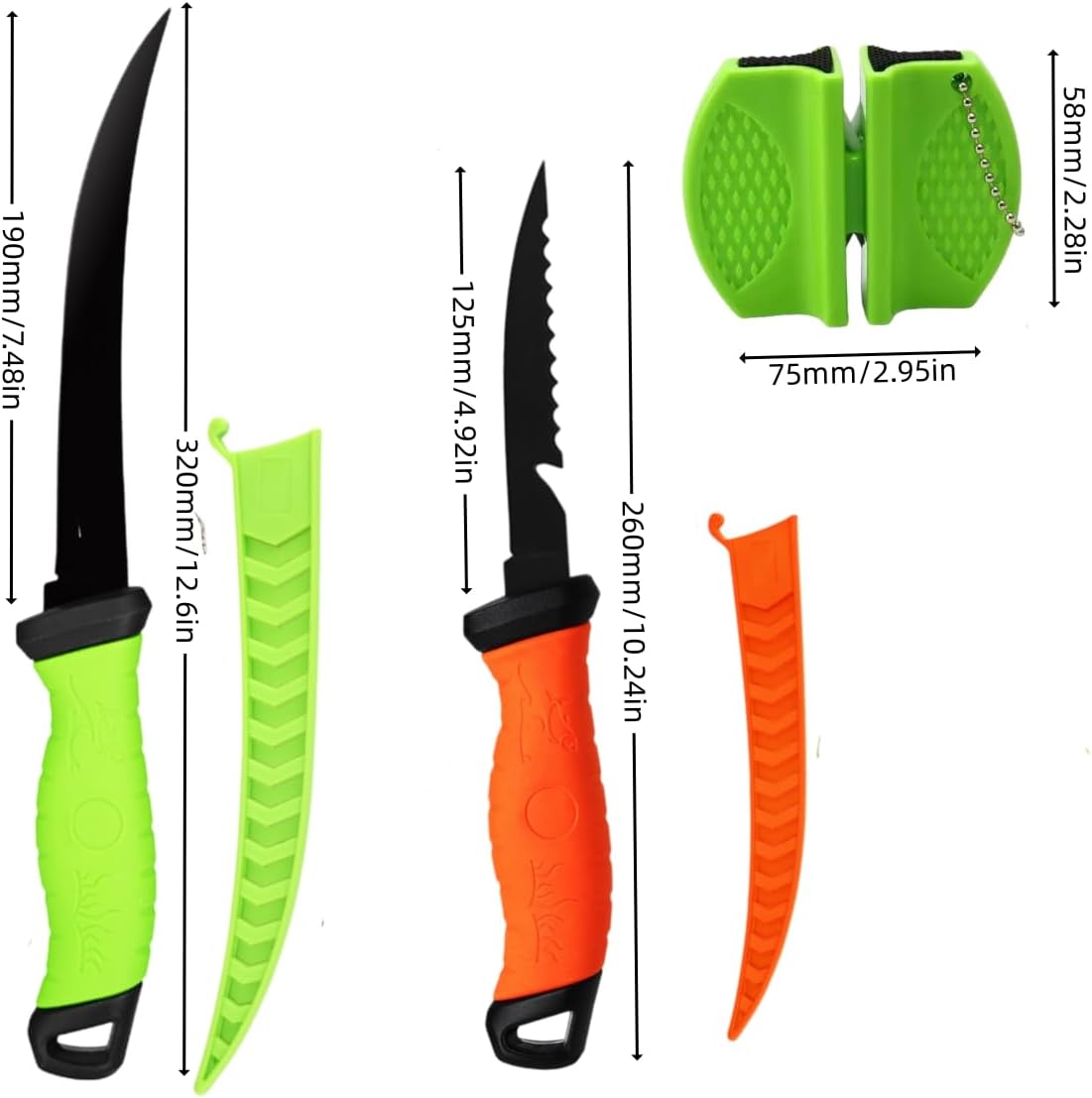 Fishing Knife Set, Fish Cleaning Kit, Filet Knife for Fish, Fish Scale Cleaning Brush, Multi-Functional Scissors, Gloves, Fishbone Tweezers, Storage Bag,Fishing Accessories,Fishing Tool Kit